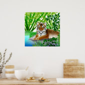 Friedliches Tiger im Bambuswald Poster (Küche)