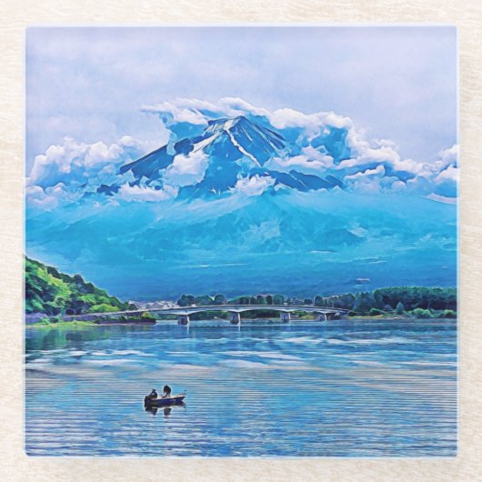 Friedliches Watercolor, japanisches Kunstdesign Glasuntersetzer (Vorderseite)