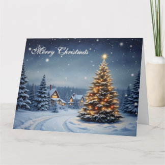 Friedliches Weihnachtsdorf mit Lichtern Karte