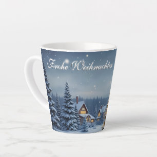 Friedliches Weihnachtsdorf mit Lichtern Milchtasse