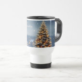Friedliches Weihnachtsdorf mit Lichtern Reisebecher (VorderseiteRechts)