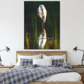 Friedliches Weißes Egret mit Reflektion Leinwanddruck (Insitu (Schlafzimmer))