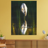 Friedliches Weißes Egret mit Reflektion Leinwanddruck (Insitu (Wohnzimmer))