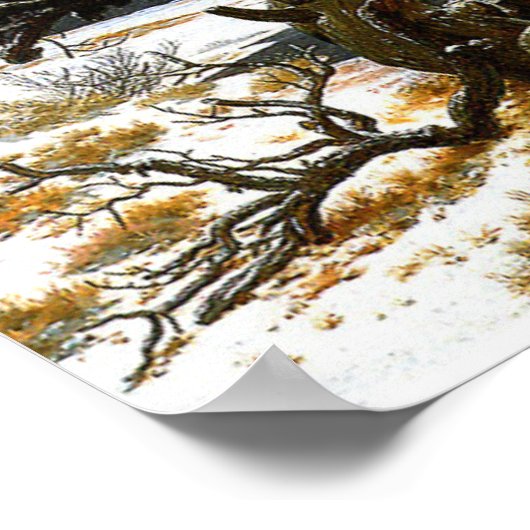 Friedrich - Eichenbaum im Schnee Poster (Ecke)