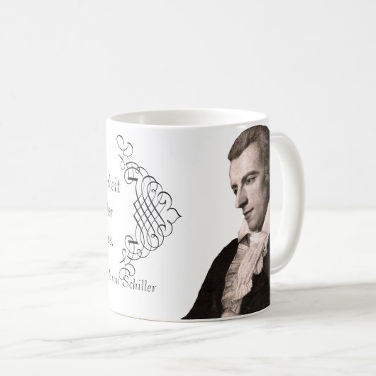 Friedrich von Schiller Quote auf kämpfender Kaffeetasse (VorderseiteRechts)