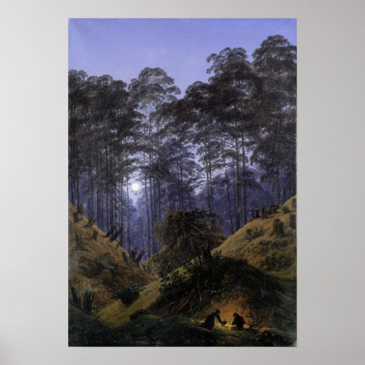 Friedrich - Wald - Inneres durch Mondlicht Poster (Vorne)
