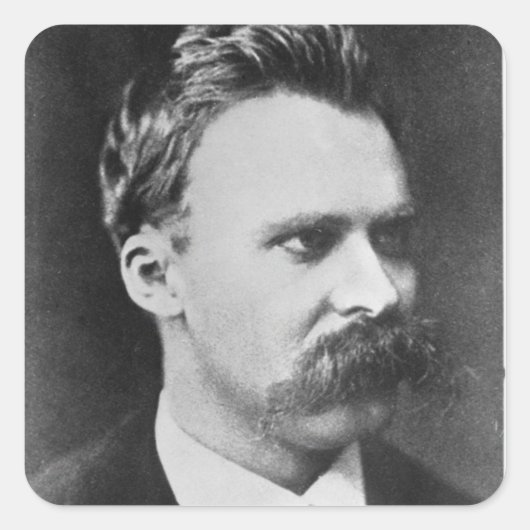 Friedrich Wilhelm Nietzsche (1844-1900) 1873 (b/w Quadratischer Aufkleber (Vorderseite)