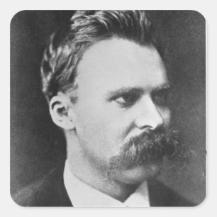 Friedrich Wilhelm Nietzsche (1844-1900) 1873 (b/w Quadratischer Aufkleber