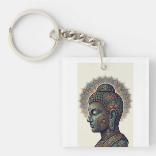 Friedvoller Buddha und Dhamma Kunst - Acryl-Schlüs Schlüsselanhänger