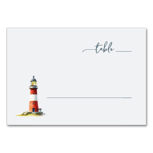 Friedvoller roter Wasserfarben-Leuchtturm Tischnummer (Vorderseite)