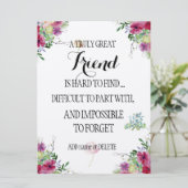 Friend Bestie Vielen Dank Dankeschön Geschenk Karte (Stehend Vorderseite)