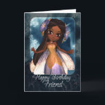Friend Birthday Card - Cute Blue Fairy Karte<br><div class="desc">Friend Birthday Card - Cute Blue Fairy</div>