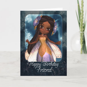 Friend Birthday Card - Cute Blue Fairy Karte