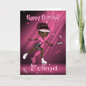Friend Birthday Card Tennis Player - African Ameri Karte (Vorderseite)