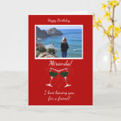 Friend Birthday Custom Foto Funny Wine Karte (Gelbe Blume)
