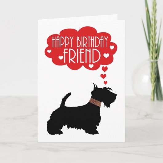 Friend Birthday mit Silhouette Scottish Terrier Karte (Vorderseite)