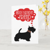 Friend Birthday mit Silhouette Scottish Terrier Karte (Gelbe Blume)