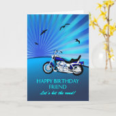 Friend Birthday Motorrad Sunset Card Karte (Gelbe Blume)