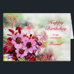 Friend Birthday Pink Blume<br><div class="desc">Eine Geburtstagskarte für deinen Freund. Rosa Hellebore-Blume, auch bekannt als die Weihnachtsfeier, Set vor einem Hintergrund von roten Blätter aus dem Cotinus-Strauß.</div>