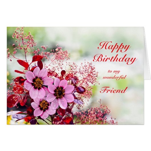 Friend Birthday Pink Blume (Vorderseite (Horizontal))