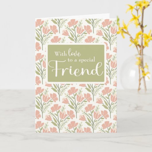Friend Birthday Pink Blume Muster Karte (Gelbe Blume)