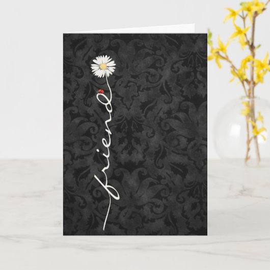 Friend Daisy and Ladybug Damask Karte (Gelbe Blume)