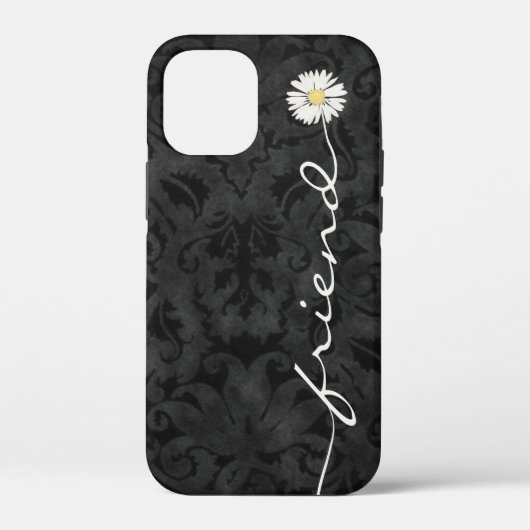 Friend Daisy auf Black Damask Case-Mate iPhone Cas Hülle (Rückseite)