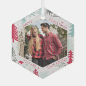 Friend Foto Doodle Trees Hexagon Glas Ornament (Vorderseite)