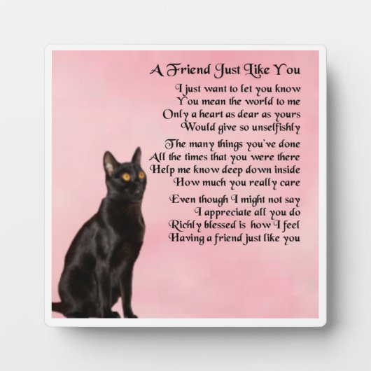 Friend Gedicht Plaque - Design der schwarzen Katze Fotoplatte (Vorderseite)