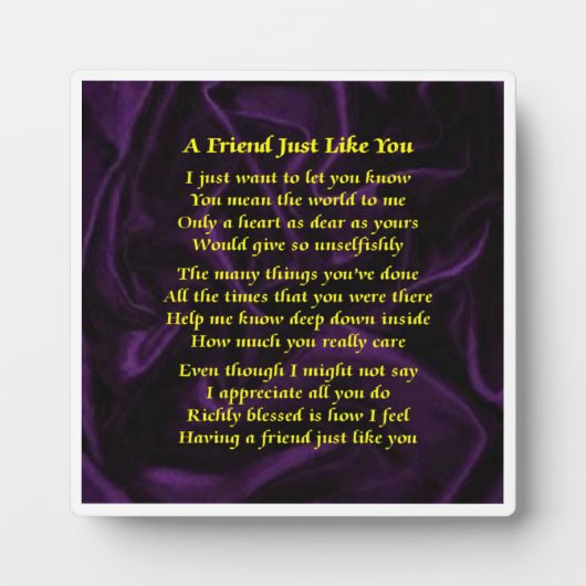 Friend Gedicht Plaque - Lila Seidendesign Fotoplatte (Vorderseite)