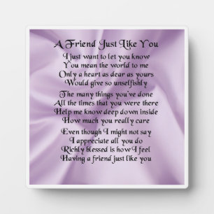 Friend Gedicht Plaque - Lilac Silk Design Fotoplatte