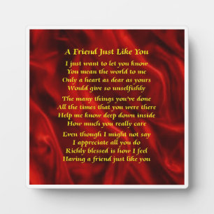 Friend Gedicht Plaque - Red Silk Design Fotoplatte