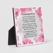 Friend Gedicht Plaque - Rosa Blumendesign Fotoplatte (Vorderseite)