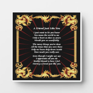 Friend Gedicht Plaque - Schwarzes Design Fotoplatte