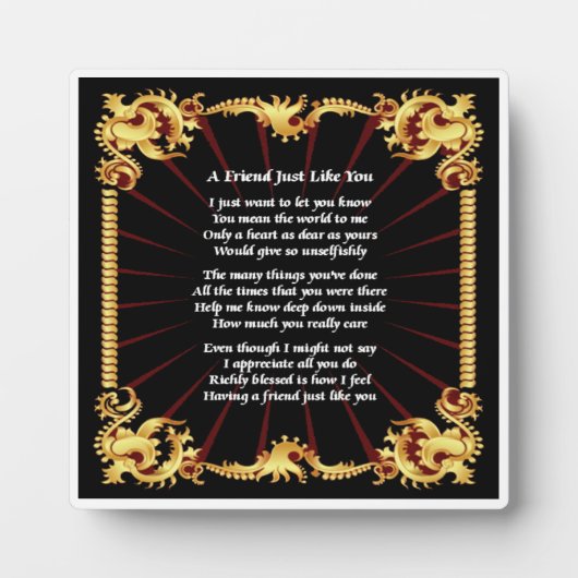 Friend Gedicht Plaque - Schwarzes Design Fotoplatte (Vorderseite)