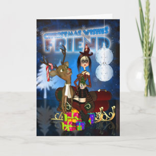 Friend Gothic Christmas Card, H.I.P. Und Reindeer Feiertagskarte