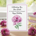 Friend Happy August Geburtstag Lila Poppy Karte<br><div class="desc">Diese elegante lila Mohn Aquarell-Geburtstagskarte für eine Freundin ist eine durchdachte Art,  ihren Geburtstag zu feiern. Dieses Design,  das die Blume der Geburt des Augusts,  des Mohns,  verkörpert Kraft,  Schönheit und Herzenswünsche. Die sanften,  lila Farbtöne verleihen der Touch eine angenehme Note und machen sie zum Geburtstag eines Freundes.</div>