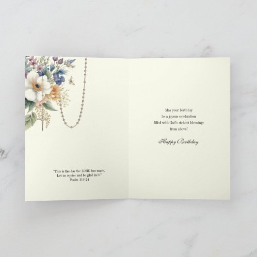 FRIEND Happy Birthday Floral Religious Dankeskarte (Innenseite)