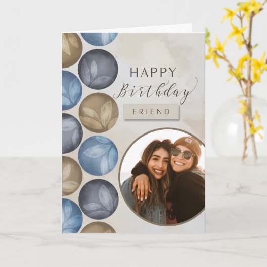 Friend Happy Birthday Watercolor Foto Karte (Gelbe Blume)