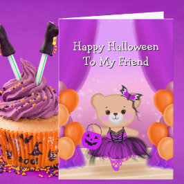 Friend Happy Halloween Teddy Bear Ballerina Karte
