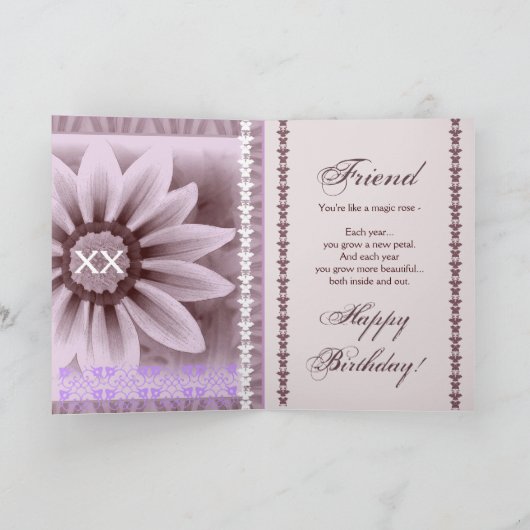 FRIEND Happy xxth Custom Birthday LAVENDER Blume Karte (Innenseite)