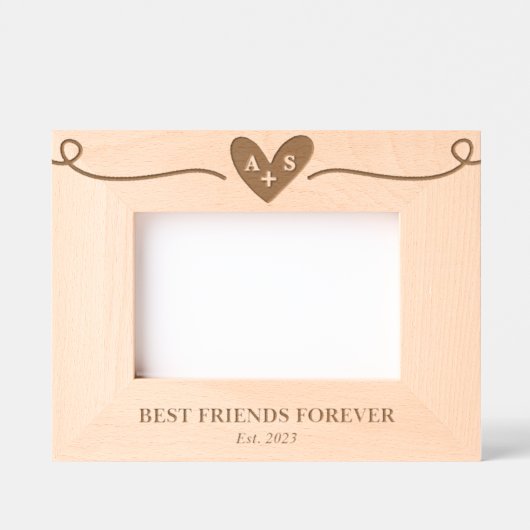 Friend Heart Monogram Custom Wood Frames Geätzte Rahmen (Vorderseite)