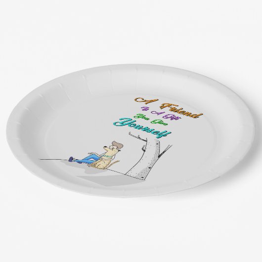 Friend ist ein Geschenk, dass Sie sich selbst Hund Pappteller (Schrägansicht)