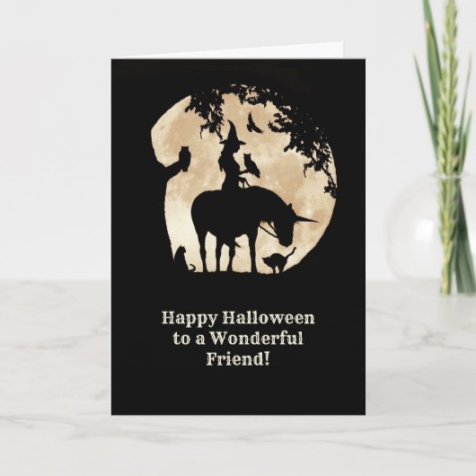Friend Magical Hexe and Unicorn Halloween Karte (Vorderseite)