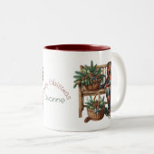 Friend Merry Christmas Blanket Bench Cosy Zweifarbige Tasse (VorderseiteRechts)