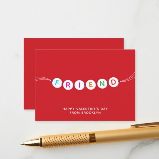Friend niedlich Freundschaftsbracelet Roter Valent Begleitkarte (Vorderseite/Rückseite Beispiel)