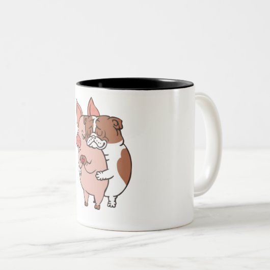 Friend Not Food English Bulldog Zweifarbige Tasse (VorderseiteRechts)