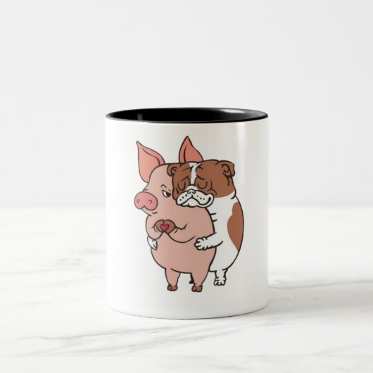 Friend Not Food English Bulldog Zweifarbige Tasse (Mittel)