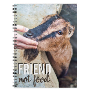 Friend not food vegan stop animal cruelty w/ goat notizblock