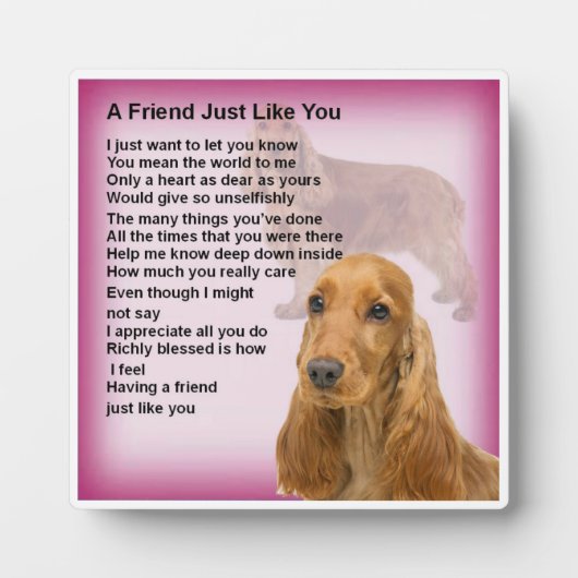 Friend Poem Plaque - Cocker Spaniel Design Fotoplatte (Vorderseite)